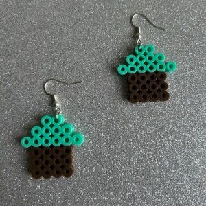 Handmade Cupcake Perler Bead Earrings Chocolate